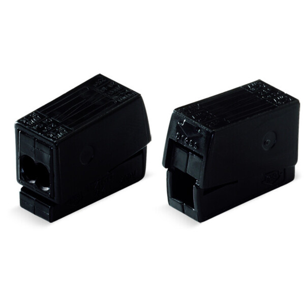 Borne pour luminaires 2,5 mm² / 2 rigides - 1 souple / 120°c / noir - Wago - 224114