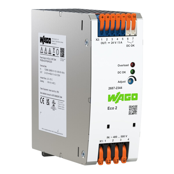 Alimentation à découpage ECO 2 triphasée 400 V AC / 24 V DC - 5 A - Wago - 26872344