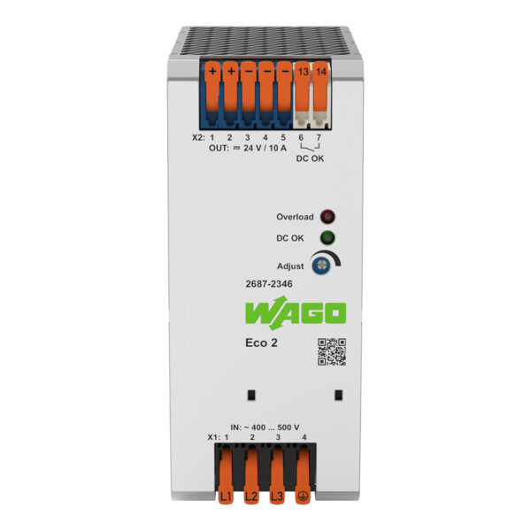 Alimentation à découpage ECO 2 triphasée 400 V AC / 24 V DC - 10 A - Wago - 26872346