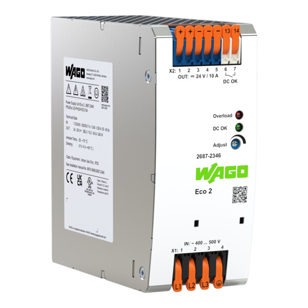 Alimentation à découpage ECO 2 triphasée 400 V AC / 24 V DC - 10 A - Wago - 26872346