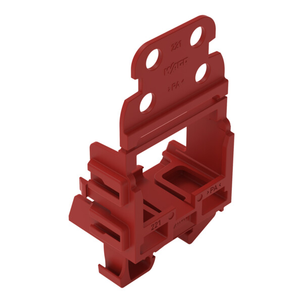 Adaptateur de fixation avec décharge de pour bornes à 10 cond. Série 221 - rouge - Wago - 221539/000005