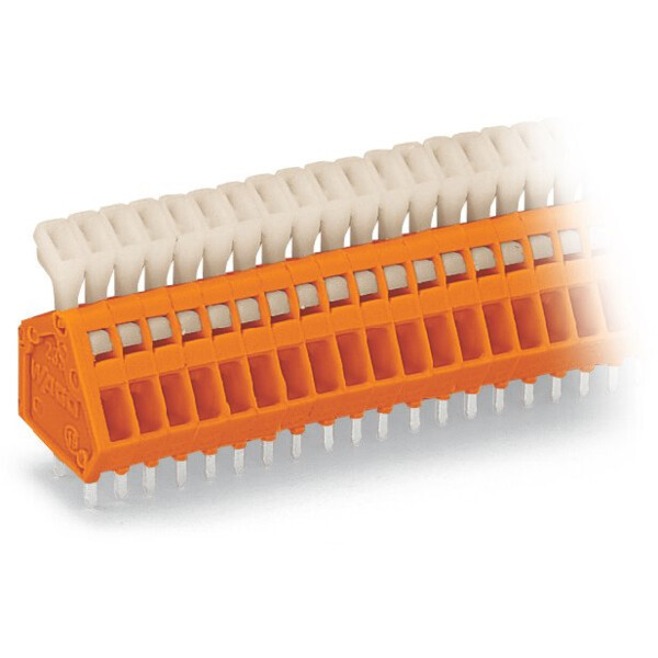 Barrette à bornes ci pas 2,54 mm 12 pôles avec poussoir, orange - Wago - 233512