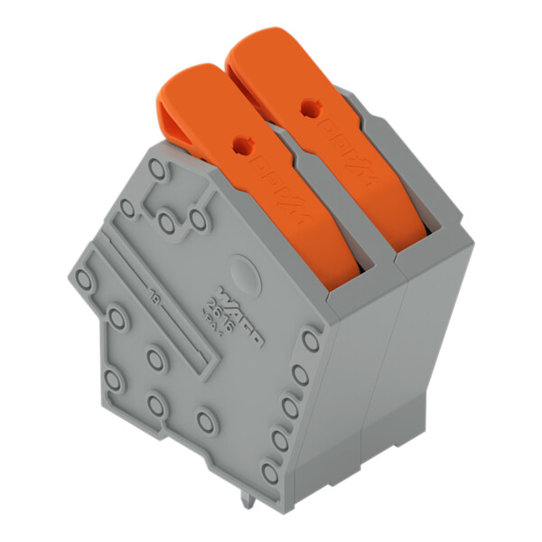 Borne pour circuits imprimés Levier 16mm² pas 10mm 2 pôles; gris - Wago - 26162102/010000
