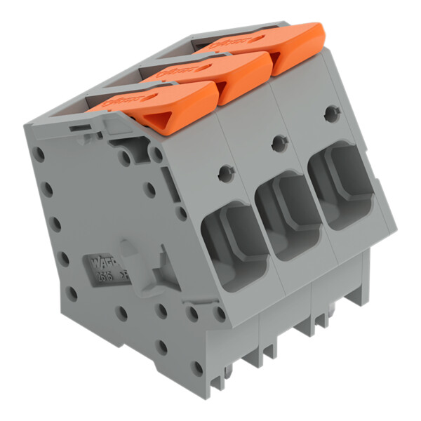 Borne pour circuits imprimés Levier 16mm² pas 10mm 3 pôles; gris - Wago - 26162103/010000