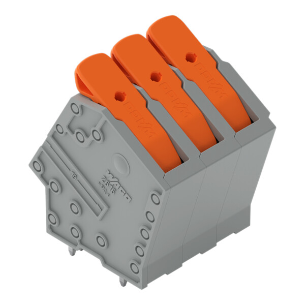 Borne pour circuits imprimés Levier 16mm² pas 10mm 3 pôles; gris - Wago - 26162103
