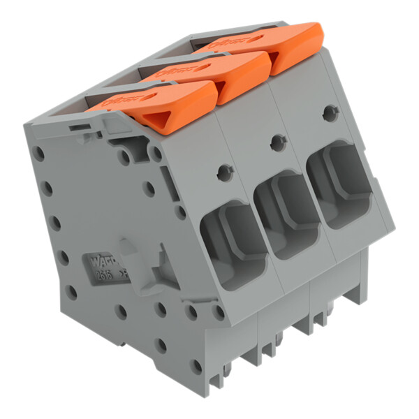 Borne pour circuits imprimés Levier 16mm² pas 10mm 3 pôles; gris - Wago - 26162103