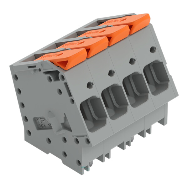 Borne pour circuits imprimés Levier 16mm² pas 10mm 4 pôles; gris - Wago - 26162104/010000