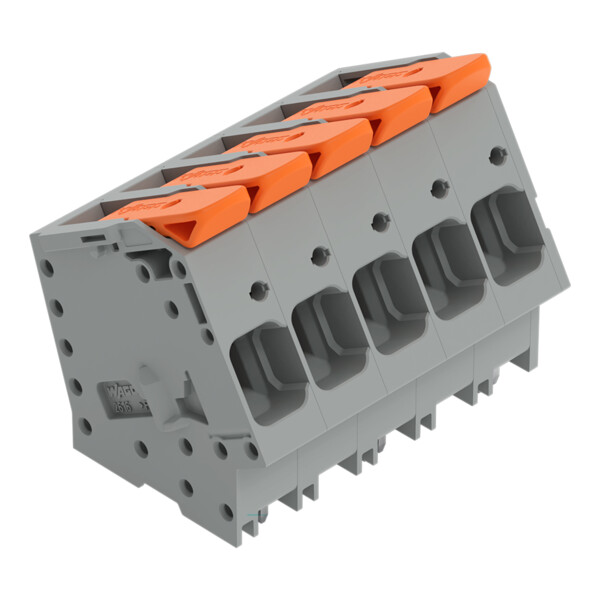 Borne pour circuits imprimés Levier 16mm² pas 10mm 5 pôles; gris - Wago - 26162105/010000