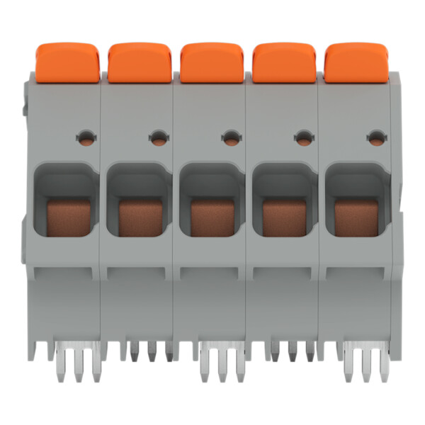 Borne pour circuits imprimés Levier 16mm² pas 10mm 5 pôles; gris - Wago - 26162105/010000