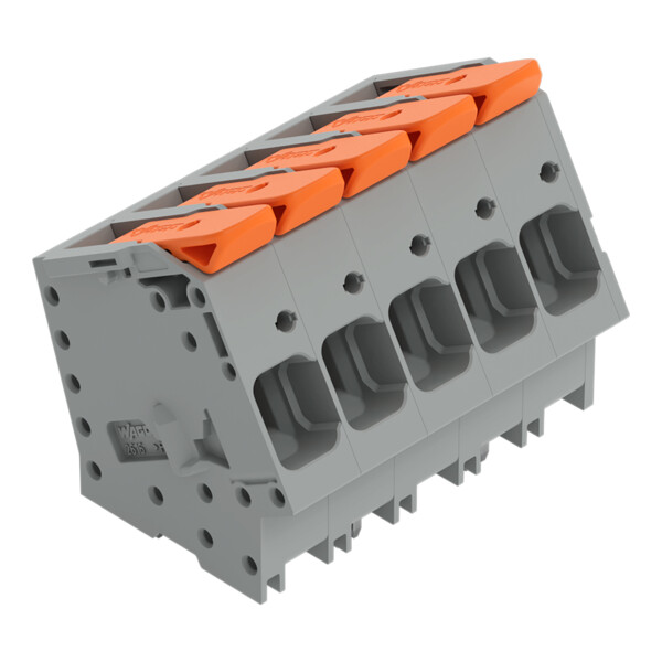 Borne pour circuits imprimés Levier 16mm² pas 10mm 5 pôles; gris - Wago - 26162105/020000