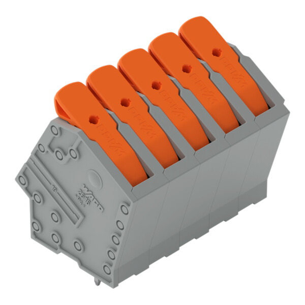 Borne pour circuits imprimés Levier 16mm² pas 10mm 5 pôles; gris - Wago - 26162105/020000