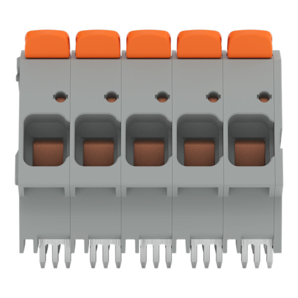Borne pour circuits imprimés Levier 16mm² pas 10mm 5 pôles; gris - Wago - 26162105
