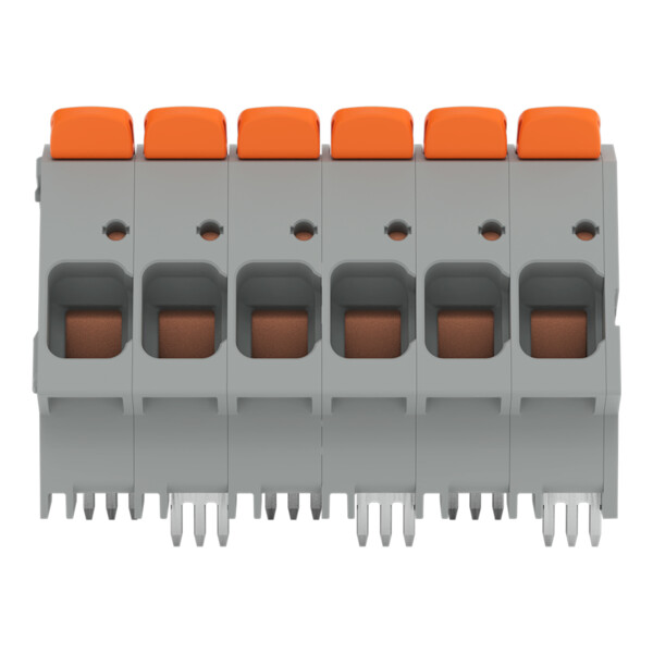 Borne pour circuits imprimés Levier 16mm² pas 10mm 6 pôles; gris - Wago - 26162106/020000