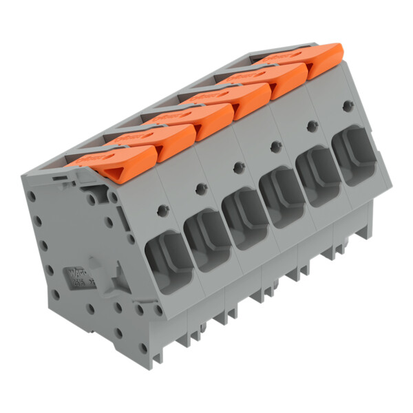 Borne pour circuits imprimés Levier 16mm² pas 10mm 6 pôles; gris - Wago - 26162106/020000