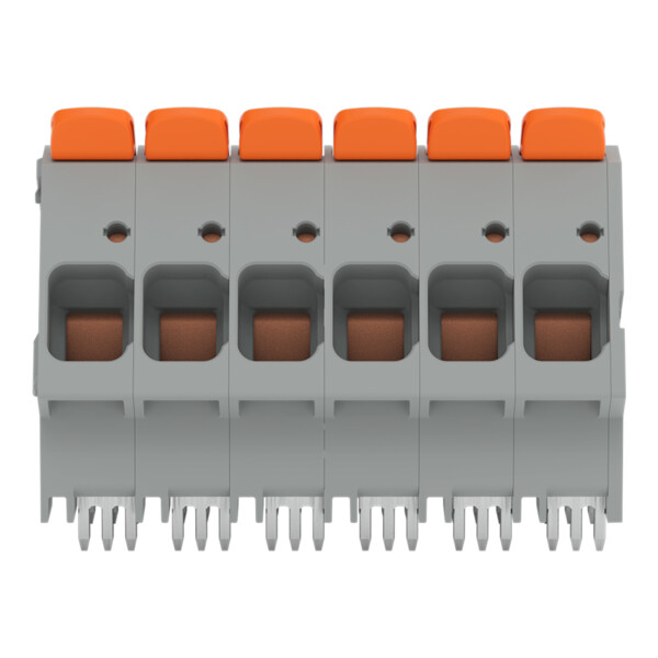 Borne pour circuits imprimés Levier 16mm² pas 10mm 6 pôles; gris - Wago - 26162106