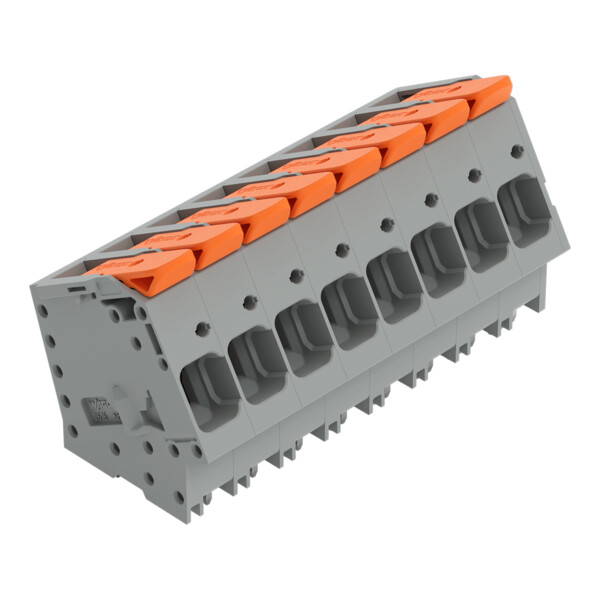 Borne pour circuits imprimés Levier 16mm² pas 10mm 8 pôles; gris - Wago - 26162108