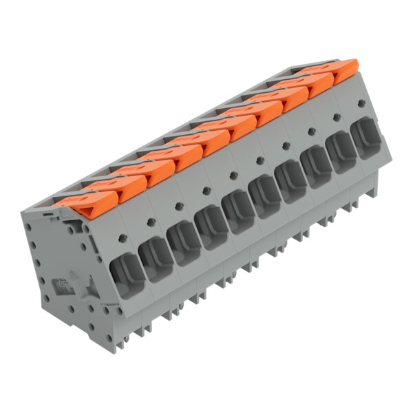 Borne pour circuits imprimés Levier 16mm² pas 10mm 10 pôles; gris - Wago - 26162110/010000