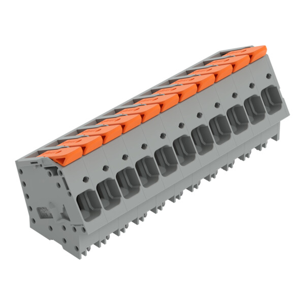 Borne pour circuits imprimés Levier 16mm² pas 10mm 11 pôles; gris - Wago - 26162111