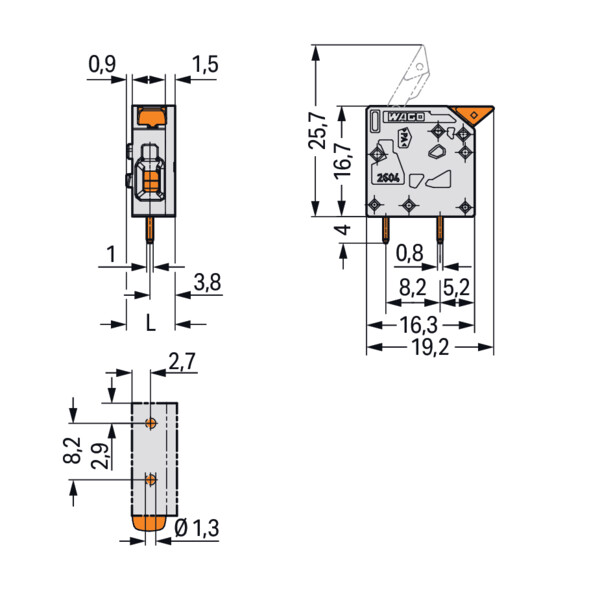 Borne pour circuits imprimés Levier 2,5mm² pas 5mm 1 pôle; gris - Wago - 26021101