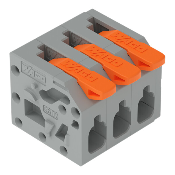 Borne modulaire pour circuits imprimés Levier 2,5mm² pas 5mm 3 pôles; noir - Wago - 26021103/000004