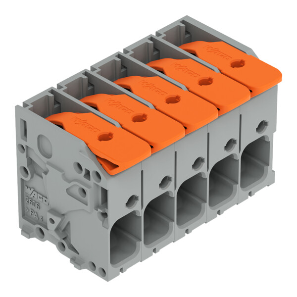 Borne pour circuits imprimés Levier 6mm² pas7.5mm 5 pôles; noir - Wago - 26061105/020004