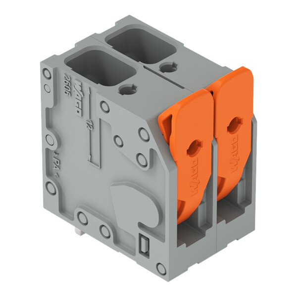 Borne pour circuits imprimés Levier 6mm² pas7.5mm 2 pôles; gris - Wago - 26063102