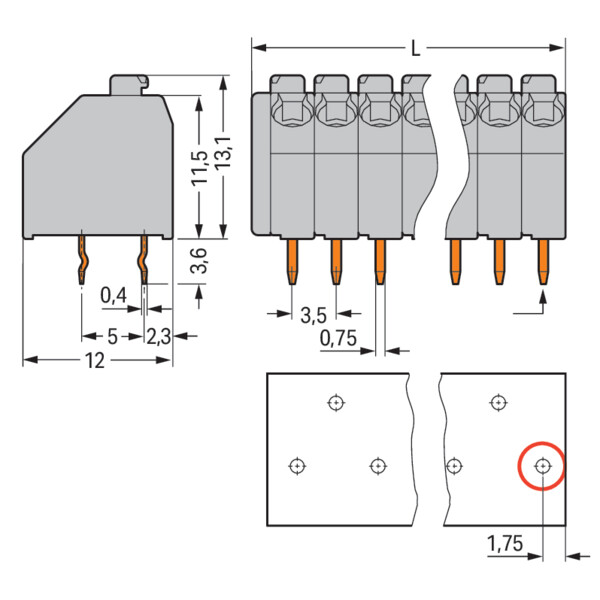 Borne pour circuits imprimés Bouton-poussoir 1,5mm² pas3.5mm 8 pôles; blanc - Wago - 250208/000050