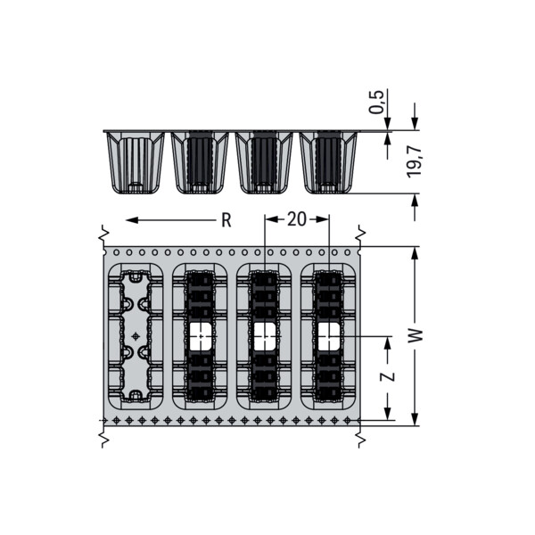 Borne pour circuits imprimés THR Bouton-poussoir 1,5mm² pas 5mm 7 pôles; noir - Wago - 20863107/997607