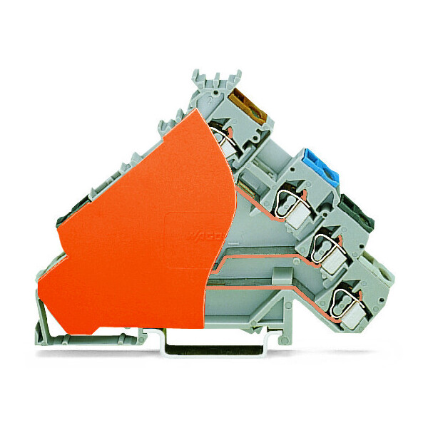 Borne pour capteur, pour fiches à fusible, avec plaque d'extrémité orange - Wago - 280588/280323