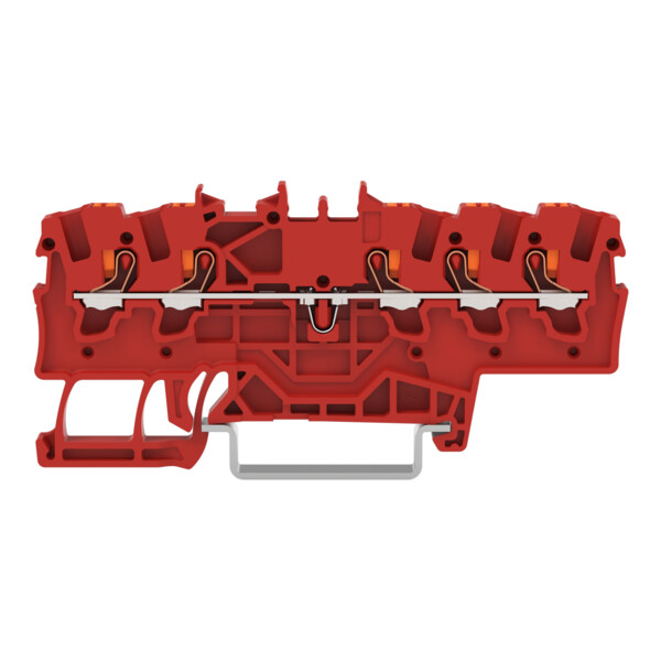 Borne de passage pour 5 conducteurs avec poussoir 1,5mm², rouge - Wago - 22011503