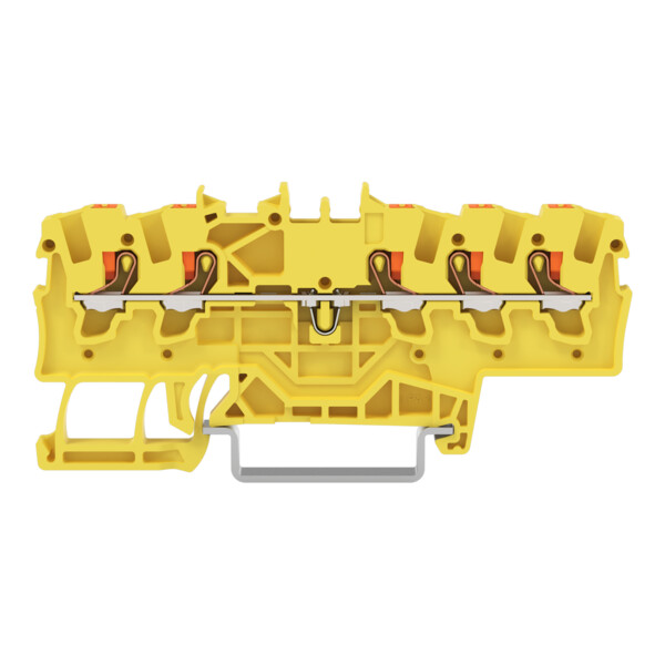Borne de passage pour 5 conducteurs avec poussoir 1,5mm², jaune - Wago - 22011506