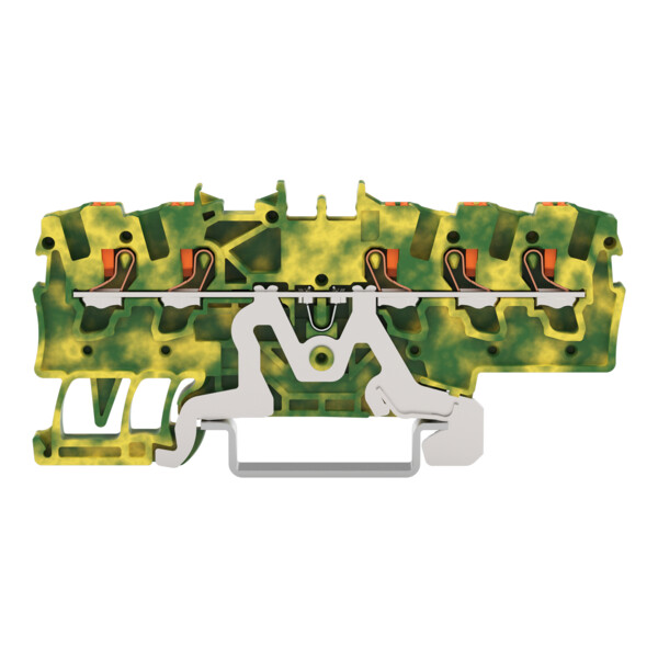 Borne de passage pour 5 conducteurs avec poussoir 1,5mm², vert-jaune - Wago - 22011507