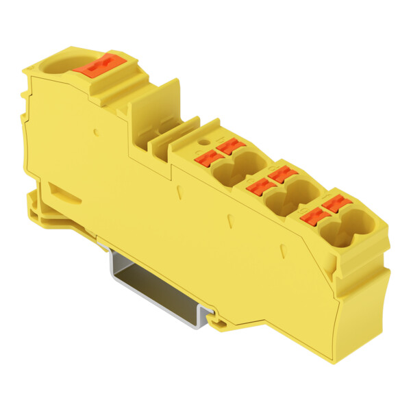Borne de distribution avec bouton-poussoir 1x16 mm²  6x4 mm² jaune - Wago - 22168036