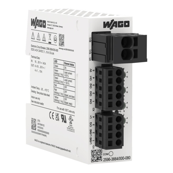 Disjoncteur électronique 24 V DC - 4 canaux 1...10 A (IO-Link) - Wago - 25963664/000080