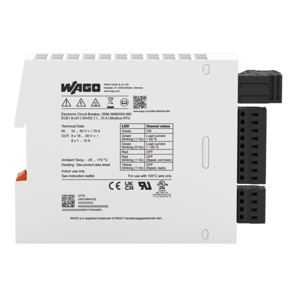Disjoncteur électronique 24 V DC - 8 canaux 1...10 A (Modbus RTU) - Wago - 25963668/000060