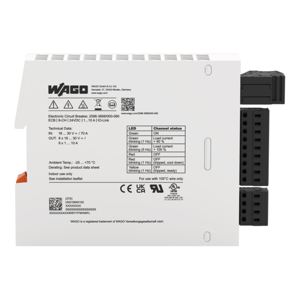 Disjoncteur électronique 24 V DC - 8 canaux 1...10 A (IO-Link) - Wago - 25963668/000080