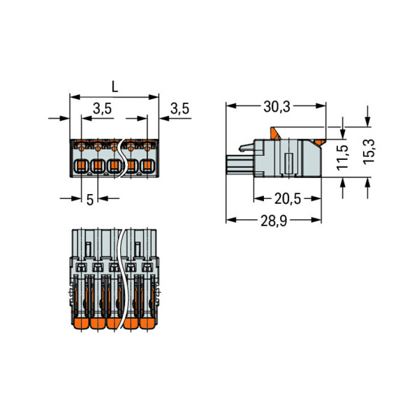 Connecteur femelle pour 1 conducteur Levier Push-in CAGE CLAMP®; gris - Wago - 22311107/327047