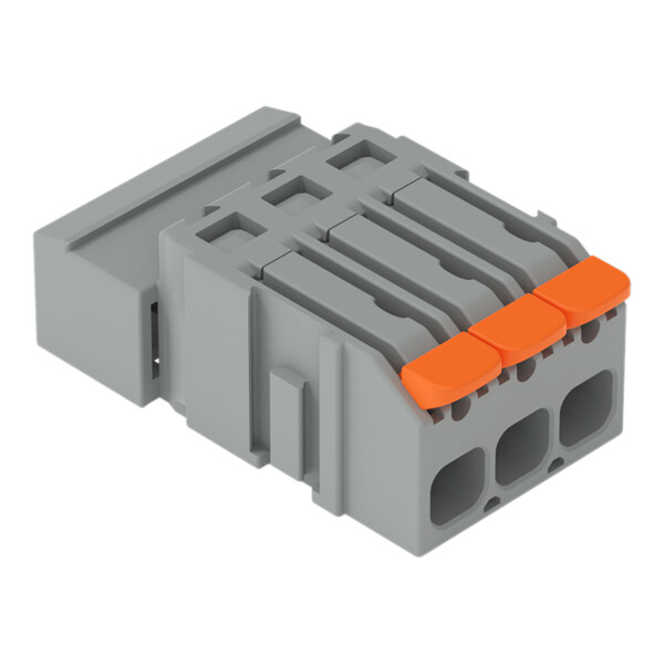 Connecteur mâle pour 1 conducteur Levier Push-in CAGE CLAMP, 3 pôles, gris - Wago - 22311603