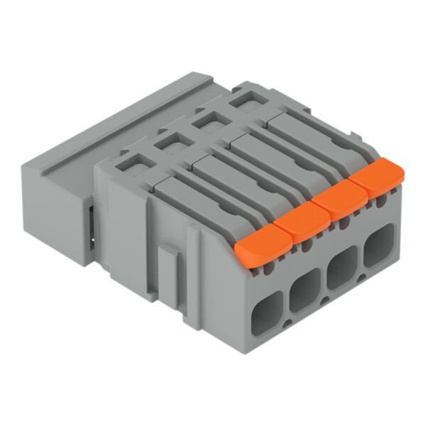 Connecteur mâle pour 1 conducteur Levier Push-in CAGE CLAMP, 4 pôles, gris - Wago - 22311604