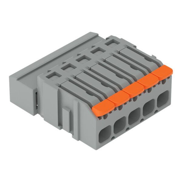 Connecteur mâle pour 1 conducteur Levier Push-in CAGE CLAMP, 5 pôles, gris - Wago - 22311605