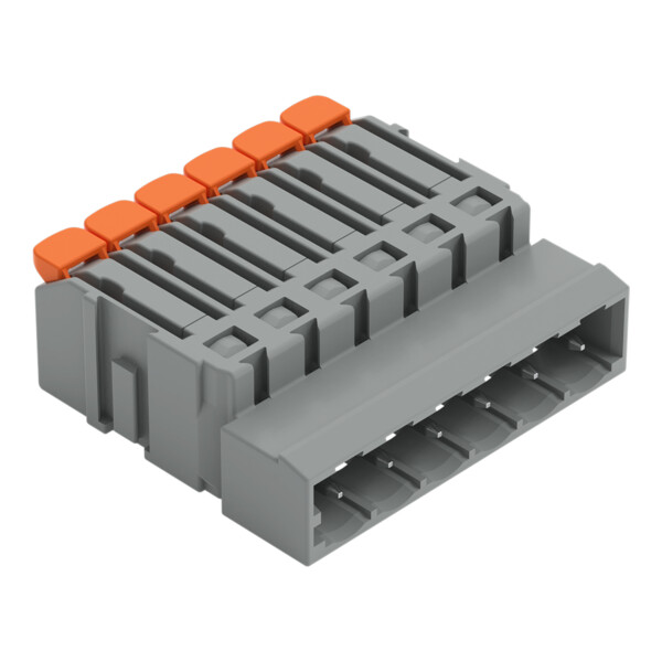Connecteur mâle pour 1 conducteur Levier Push-in CAGE CLAMP, 6 pôles, gris - Wago - 22311606