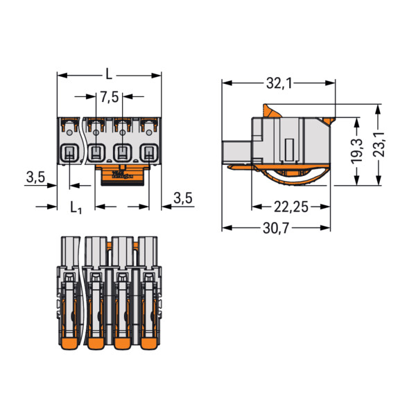 Connecteur femelle pour 1 conducteur Levier Push-in CAGE CLAMP®; gris clair - Wago - 27241203/323000