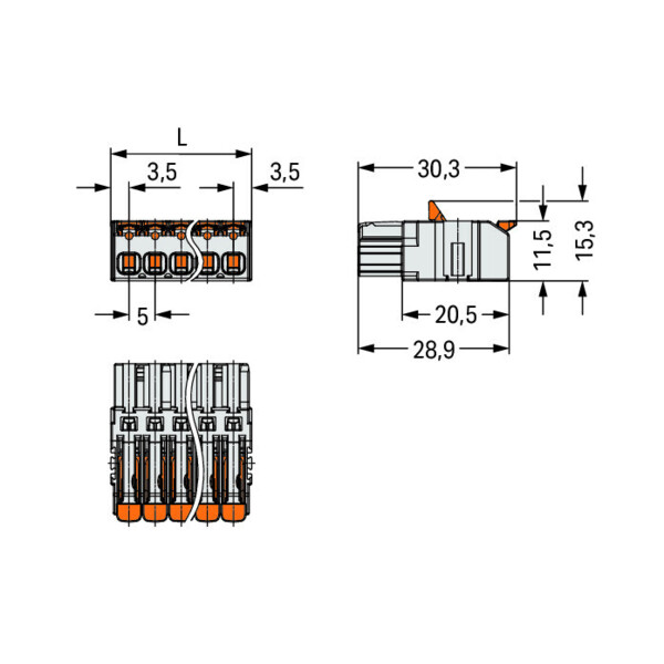 Connecteur femelle pour 1 conducteur Levier Push-in CAGE CLAMP®; gris clair - Wago - 27211105/326047