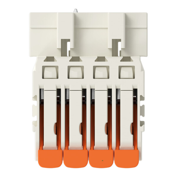 Connecteur mâle pour 1 conducteur Levier Push-in CAGE CLAMP, 4 pôles, clair - Wago - 27211604/000040