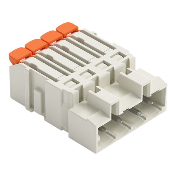 Connecteur mâle pour 1 conducteur Levier Push-in CAGE CLAMP, 4 pôles, clair - Wago - 27211604/000040