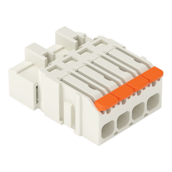Connecteur mâle pour 1 conducteur Levier Push-in CAGE CLAMP, 4 pôles, clair - Wago - 27211604/000043