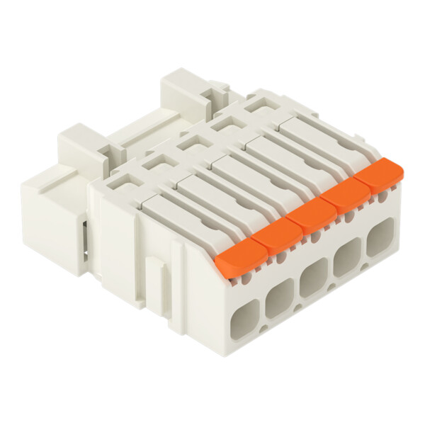Connecteur mâle pour 1 conducteur Levier Push-in CAGE CLAMP, 5 pôles, clair - Wago - 27211605/000040
