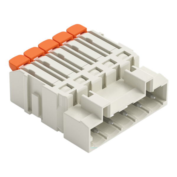 Connecteur mâle pour 1 conducteur Levier Push-in CAGE CLAMP, 5 pôles, clair - Wago - 27211605/000042