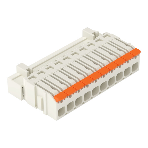 Connecteur mâle pour 1 conducteur Levier Push-in CAGE CLAMP, 10 pôles gris clair - Wago - 27211610