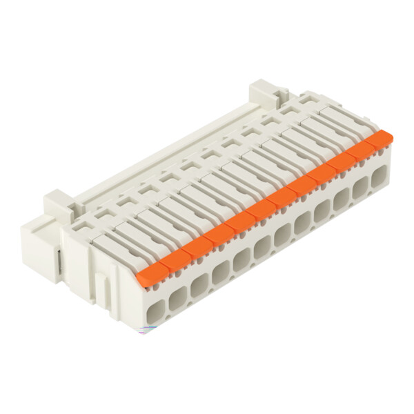 Connecteur mâle pour 1 conducteur Levier Push-in CAGE CLAMP, 12 pôles gris clair - Wago - 27211612